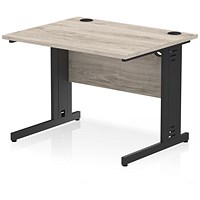 Impulse 1000mm Rectangular Desk, Black Cable Managed Leg, Grey Oak Impulse 1000mm Rectangular Desk, Black Cable Managed Leg, Grey Oak