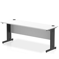 Impulse 1800mm Slim Rectangular Desk, Black Cable Managed Leg, White Impulse 1800mm Slim Rectangular Desk, Black Cable Managed Leg, White
