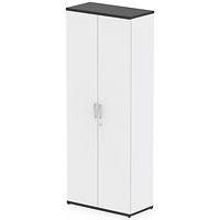 Impulse Two-Tone Extra Tall Cupboard, 4 Shelves, 2000mm High, Black and White Impulse Two-Tone Extra Tall Cupboard, 4 Shelves, 2000mm High, Black and White