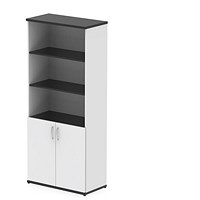 Impulse Two-Tone Extra Tall Open Shelves Cupboard, 3 Shelves, 2000mm High, White and Black