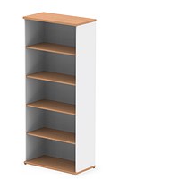 Impulse Two-Tone Extra Tall Bookcase, 4 Shelves, 2000mm High, Oak and White Impulse Two-Tone Extra Tall Bookcase, 4 Shelves, 2000mm High, Oak and White