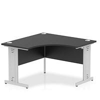Impulse 1200mm Corner Desk, Silver Cable Managed Leg, Black