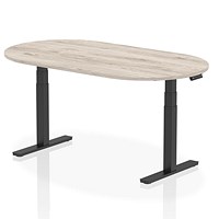 Impulse Sit-Standing Boardroom Table, 1800mm, Black Leg, Grey Oak Impulse Sit-Standing Boardroom Table, 1800mm, Black Leg, Grey Oak