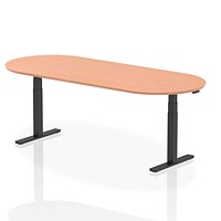 Impulse Sit-Standing Boardroom Table, 2400mm, Black Leg, Beech Impulse Sit-Standing Boardroom Table, 2400mm, Black Leg, Beech