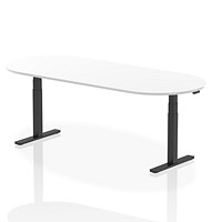 Impulse Sit-Standing Boardroom Table, 2400mm, Black Leg, White Impulse Sit-Standing Boardroom Table, 2400mm, Black Leg, White