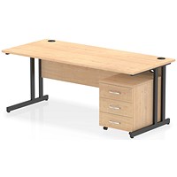 Impulse 1800mm Rectangular Desk, Black Cantilever Leg, Maple, With 3 Drawer Mobile Pedestal Impulse 1800mm Rectangular Desk, Black Cantilever Leg, Maple, With 3 Drawer Mobile Pedestal