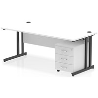 Impulse 1800mm Rectangular Desk, Black Cantilever Leg, White, With 3 Drawer Mobile Pedestal Impulse 1800mm Rectangular Desk, Black Cantilever Leg, White, With 3 Drawer Mobile Pedestal
