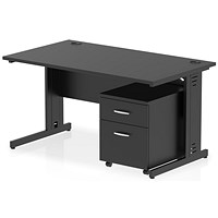 Impulse 1400mm Rectangular Desk, Black Cable Managed Leg, Black, With 2 Drawer Mobile Pedestal Impulse 1400mm Rectangular Desk, Black Cable Managed Leg, Black, With 2 Drawer Mobile Pedestal