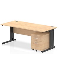 Impulse 1800mm Rectangular Desk, Black Cable Managed Leg, Maple, With 2 Drawer Mobile Pedestal Impulse 1800mm Rectangular Desk, Black Cable Managed Leg, Maple, With 2 Drawer Mobile Pedestal