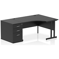 Impulse 1400mm Corner Desk with 800mm Desk High Pedestal, Right Hand, Black Cantilever Leg, Black Impulse 1400mm Corner Desk with 800mm Desk High Pedestal, Right Hand, Black Cantilever Leg, Black