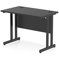 Impulse 1000mm Slim Rectangular Desk, Black Cantilever Leg, Black Impulse 1000mm Slim Rectangular Desk, Black Cantilever Leg, Black