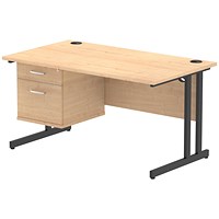 Impulse 1400mm Rectangular Desk, Black Cantilever Leg, Maple, With 2 Drawer Fixed Pedestal Impulse 1400mm Rectangular Desk, Black Cantilever Leg, Maple, With 2 Drawer Fixed Pedestal