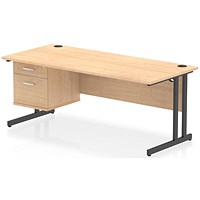 Impulse 1800mm Rectangular Desk, Black Cantilever Leg, Maple, With 2 Drawer Fixed Pedestal Impulse 1800mm Rectangular Desk, Black Cantilever Leg, Maple, With 2 Drawer Fixed Pedestal