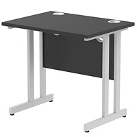 Impulse 800mm Slim Rectangular Desk, Silver Cantilever Leg, Black Impulse 800mm Slim Rectangular Desk, Silver Cantilever Leg, Black