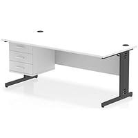 Impulse 1800mm Rectangular Desk, Black Cable Managed Leg, White, With 3 Drawer Fixed Pedestal Impulse 1800mm Rectangular Desk, Black Cable Managed Leg, White, With 3 Drawer Fixed Pedestal