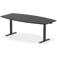 Dynamic High Gloss Writable Height Adjustable Boardroom Table, 2400mm, Black, Black Leg Dynamic High Gloss Writable Height Adjustable Boardroom Table, 2400mm, Black, Black Leg