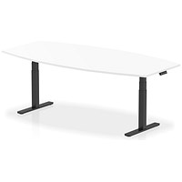 Dynamic High Gloss Writable Height Adjustable Boardroom Table, 2400mm, White, Black Leg Dynamic High Gloss Writable Height Adjustable Boardroom Table, 2400mm, White, Black Leg