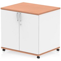 Impulse Two-Tone 600mm Deep Desk High Mobile Cupboard, Beech and White Impulse Two-Tone 600mm Deep Desk High Mobile Cupboard, Beech and White