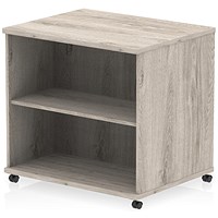 Impulse 600mm Deep Desk High Mobile Bookcase, Grey Oak