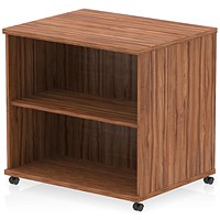 Impulse 600mm Deep Desk High Mobile Bookcase, Walnut