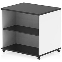 Impulse Two-Tone 600mm Deep Desk High Mobile Bookcase, Black and White