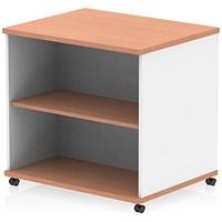 Impulse Two-Tone 600mm Deep Desk High Mobile Bookcase, Oak and White