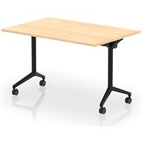 Impulse Plus Flip Rectangular Table, 1200mm Wide, Black Foot, Maple