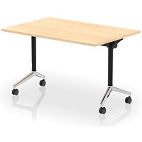 Impulse Plus Flip Rectangular Table, 1200mm Wide, Chrome Foot, Maple