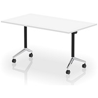 Impulse Plus Flip Rectangular Table, 1400mm Wide, Chrome Foot, White