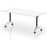 Impulse Plus Flip Rectangular Table, 1800mm Wide, Chrome Foot, White