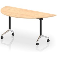 Impulse Plus Flip Semi-Circle Table, 1600mm Wide, Chrome Foot, Maple