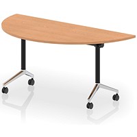 Impulse Plus Flip Semi-Circle Table, 1600mm Wide, Chrome Foot, Oak Impulse Plus Flip Semi-Circle Table, 1600mm Wide, Chrome Foot, Oak