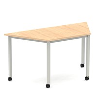 Impulse 1600mm Trapezium Maple Top Silver Box Frame Leg with Castors