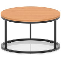 Impulse 800mm Round Coffee Table With Metal Frame Beech Top Black Leg