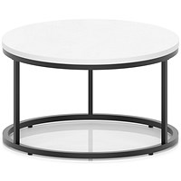 Impulse 800mm Round Coffee Table With Metal Frame White Top Black Leg