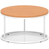 Impulse 800mm Round Coffee Table With Metal Frame Beech Top White Leg