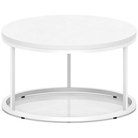 Impulse 800mm Round Coffee Table With Metal Frame White Top White Leg