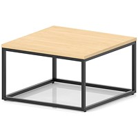 Impulse 800mm Square Coffee Table With Metal Frame Maple Top Black Leg