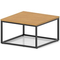 Impulse 800mm Square Coffee Table With Metal Frame Oak Top Black Leg