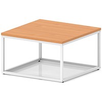 Impulse 800mm Square Coffee Table With Metal Frame Beech Top White Leg