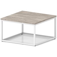 Impulse 800mm Square Coffee Table With Metal Frame Grey Oak Top White Leg