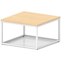 Impulse 800mm Square Coffee Table With Metal Frame Maple Top White Leg