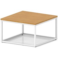 Impulse 800mm Square Coffee Table With Metal Frame Oak Top White Leg