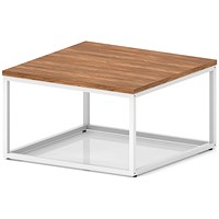 Impulse 800mm Square Coffee Table With Metal Frame Walnut Top White Leg