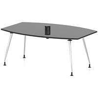 High Gloss Volta 1800mm Writable Boardroom Table With Pop-up Power Module Black Top