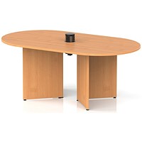Impulse Volta 1800mm Boardroom Table With Black Pop-up Power Module Beech Top Arrowhead Leg
