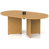 Impulse Volta 1800mm Boardroom Table With Black Pop-up Power Module Oak Top Arrowhead Leg
