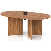 Impulse Volta 1800mm Boardroom Table With Black Pop-up Power Module Walnut Top Arrowhead Leg