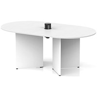 Impulse Volta 1800mm Boardroom Table With Black Pop-up Power Module White Top Arrowhead Leg