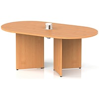 Impulse Volta 1800mm Boardroom Table With White Pop-up Power Module Beech Top Arrowhead Leg